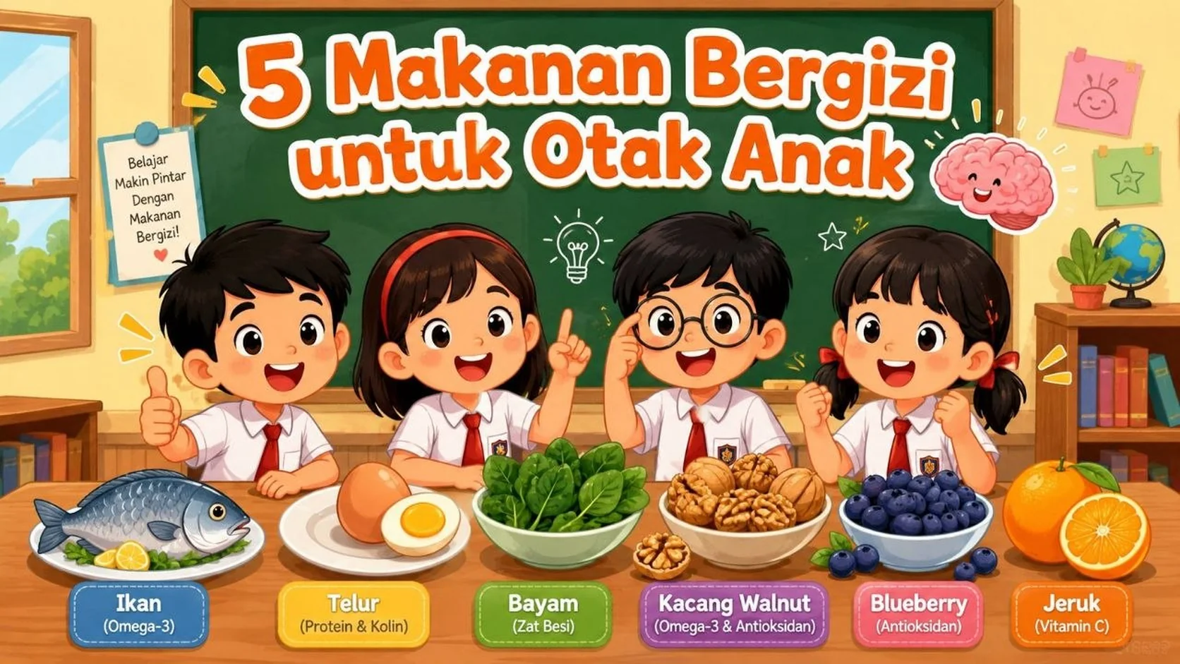 Ilustrasi 5 Makanan Bergizi untuk Otak Anak
